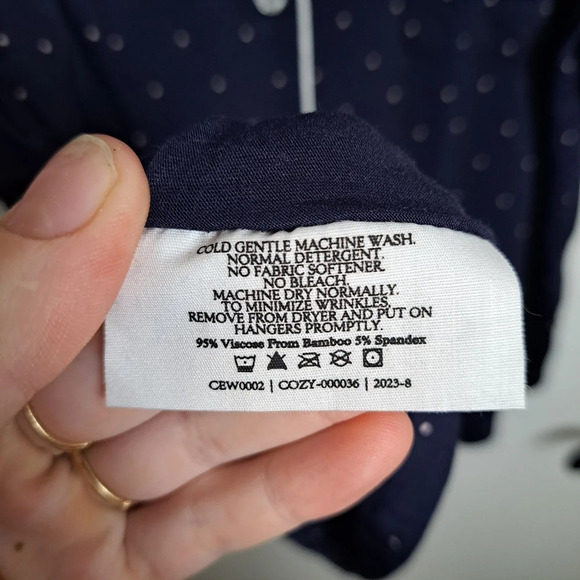 Cozy Earth Blue White Polka Dot Short Sleeve Bamboo Pajama Set Size 2XL-3XL - Picture 8 of 11